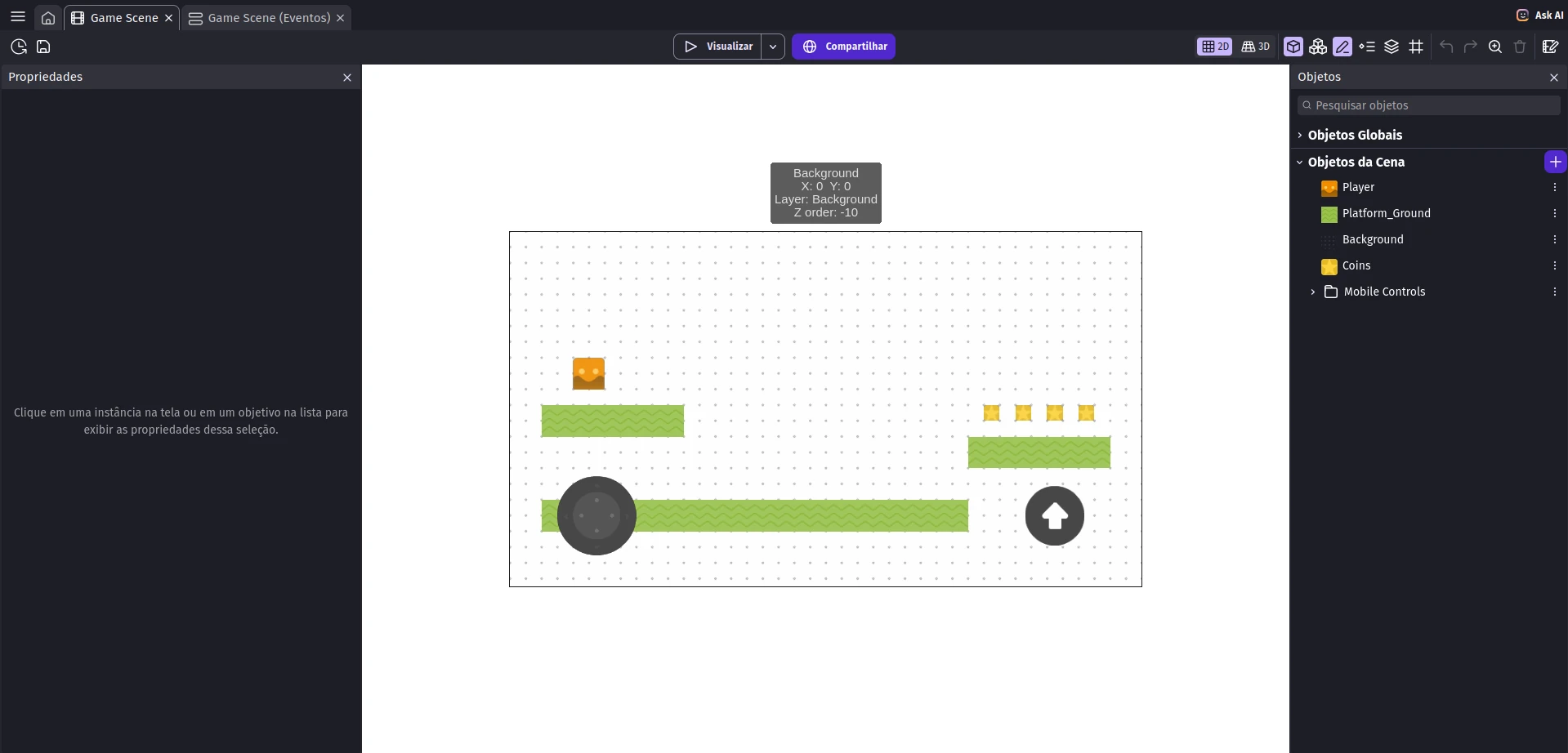 Aparência do GDevelop